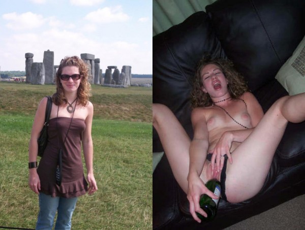Kinky Wife Fucking a Wine Bottle pic