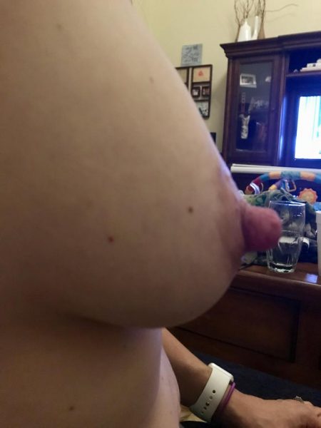 amateur mom's nipple up close after breast feeding